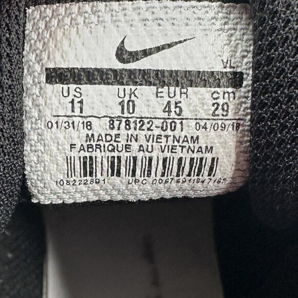 Nike Football Cleats Alpha Menace Shoes Mens 11 Black Silver Mid 878122-001 main image 3